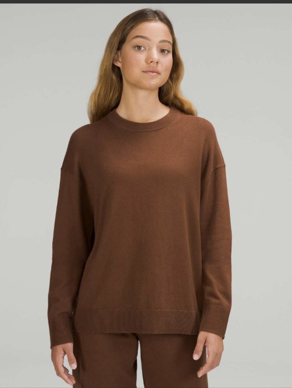 Lululemon Cotton-Cashmere Blend Crewneck SweaterRoasted Brown. Size 20. Fading!